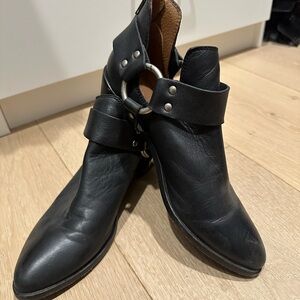 Frye Black Leather Ankle Boots